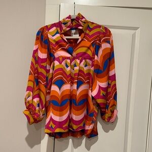 Vibrant Multicolor Blouse with Geometric Pattern